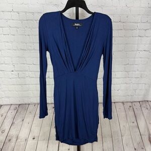 Lulu’s Navy Deep V-Neck Bodycon Mini Dress Size Large